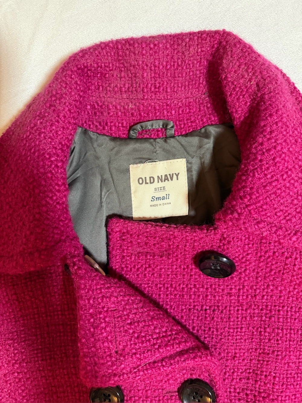 Old Navy Hot Pink Bouclé Pea Coat
